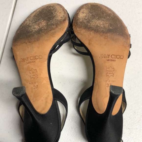 Jimmy Choo Black Satin Sandals size 7 - Picture 6 of 7